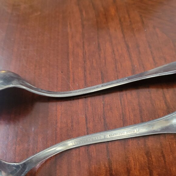 Set Of 3 Custom Craft Stainless Steel Spoons Floral Engraved Handle Japan Vintag - Picture 4 of 5